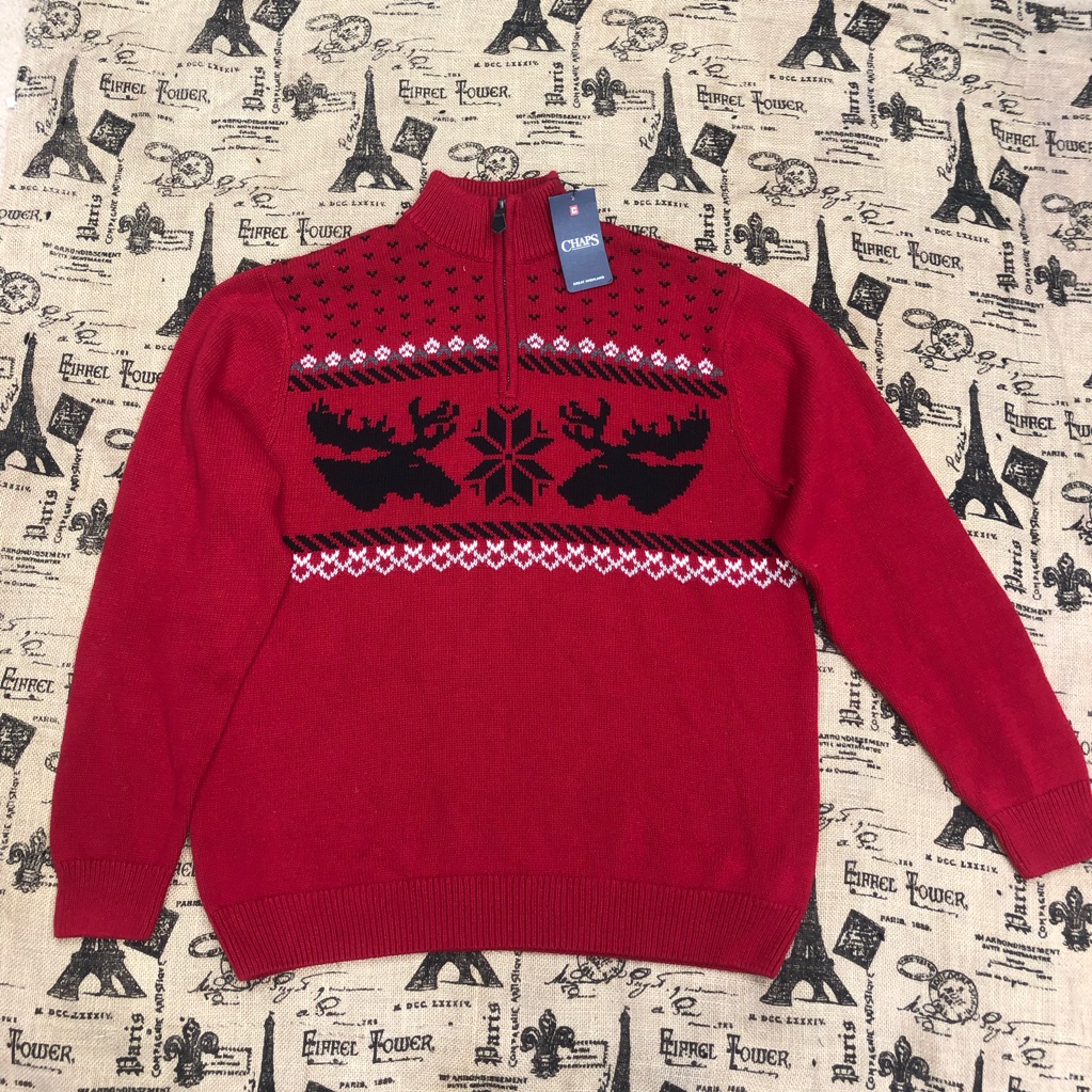 Chaps Nwt! Lead Table Red S Twist 1/4 Zip Sweater